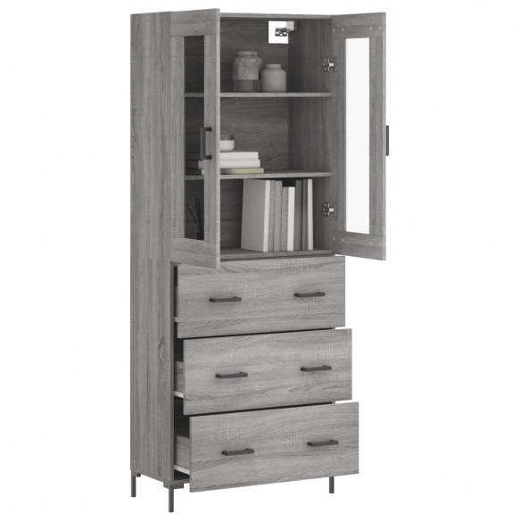 Buffet haut Sonoma gris 69,5x34x180 cm Bois d'ingénierie