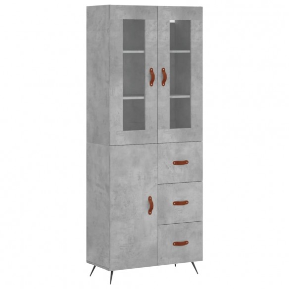 Buffet haut Gris béton 69,5x34x180 cm Bois d'ingénierie