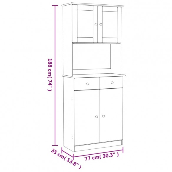 Buffet ALTA 77x35x188 cm bois massif de pin