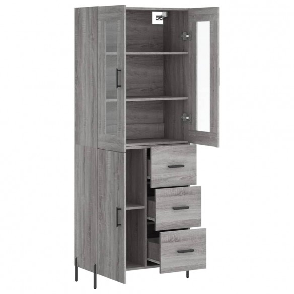 Buffet haut Sonoma gris 69,5x34x180 cm Bois d'ingénierie