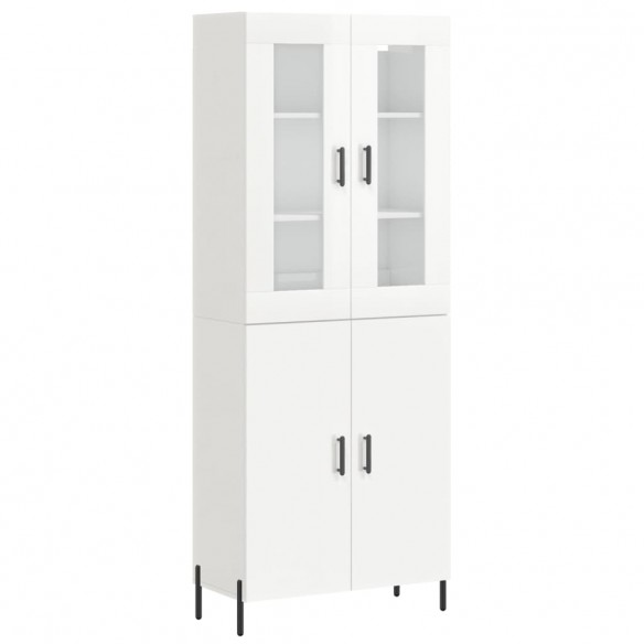 Buffet haut Blanc brillant 69,5x34x180 cm Bois d'ingénierie