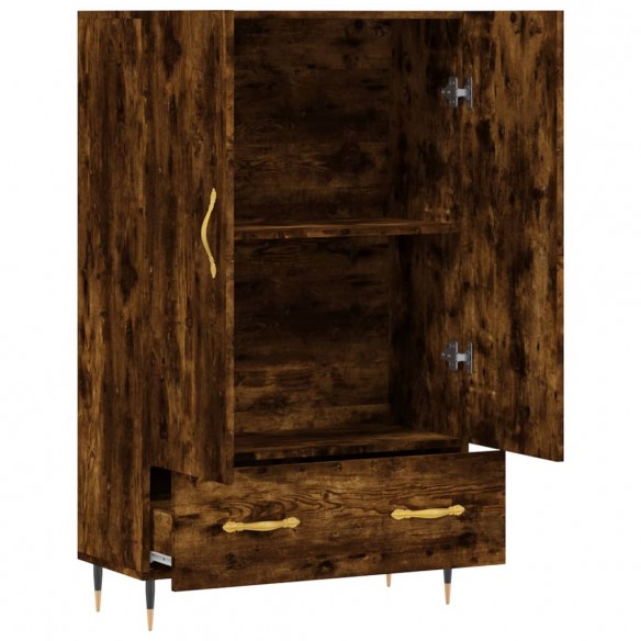 Buffet haut chêne fumé 69,5x31x115 cm bois d'ingénierie