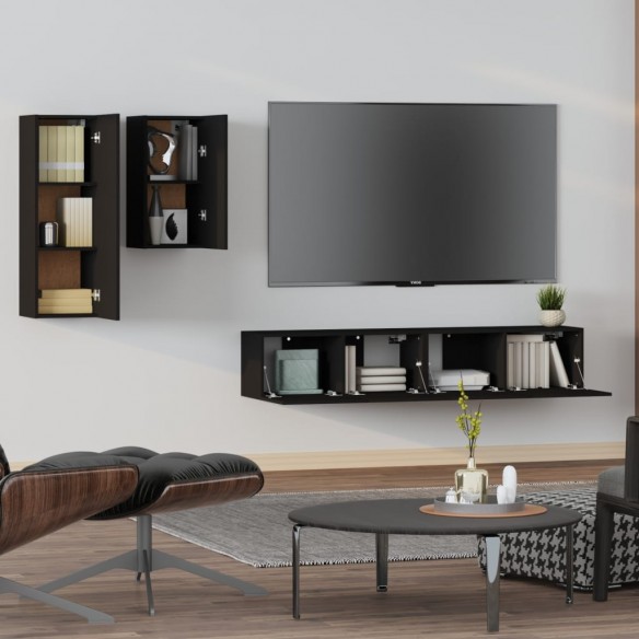 Ensemble de meubles TV 4 pcs Noir Bois d'ingénierie