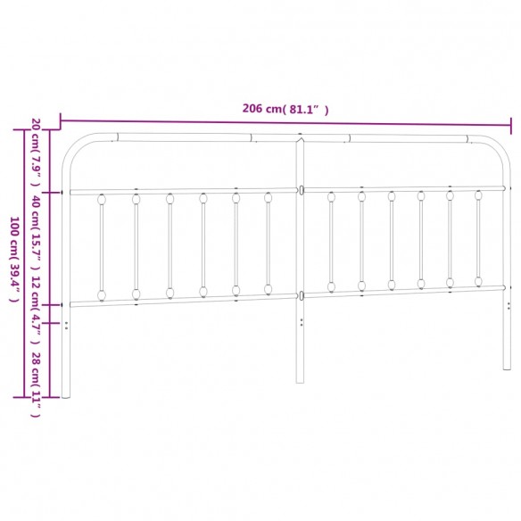 Tête de lit métal blanc 200 cm