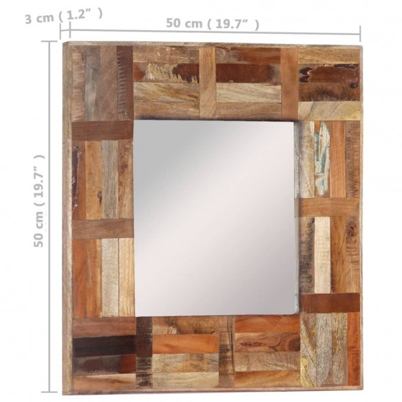 Miroir mural Bois massif de récupération 50x50 cm