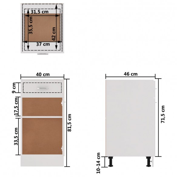 Armoire de plancher à tiroir Blanc 40x46x81,5 cm Aggloméré