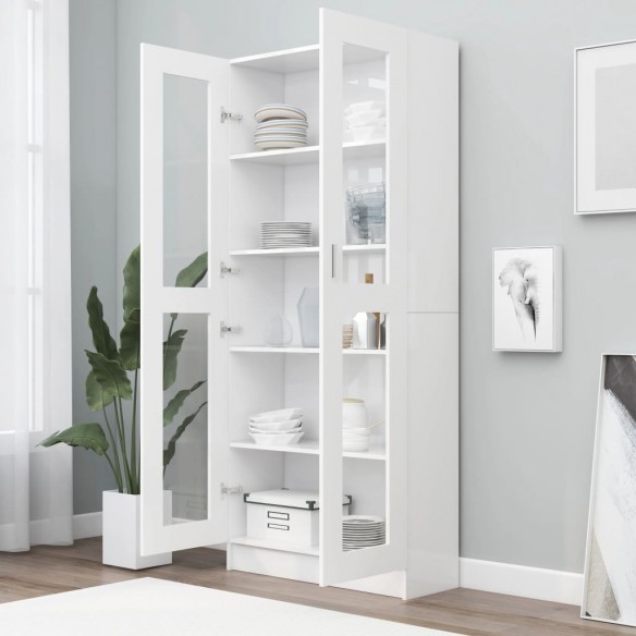 Armoire à vitrine Blanc 82,5x30,5x185,5 cm Aggloméré