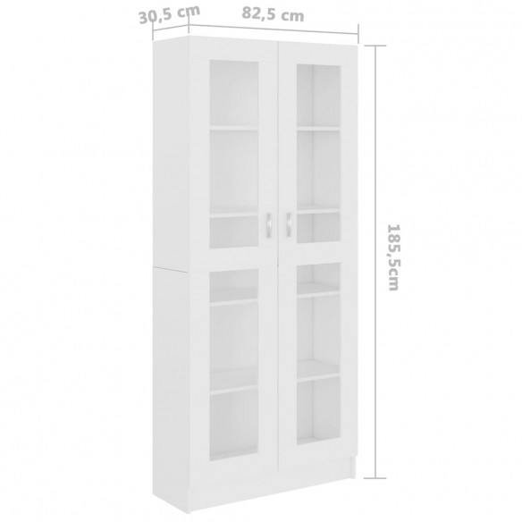 Armoire à vitrine Blanc 82,5x30,5x185,5 cm Aggloméré