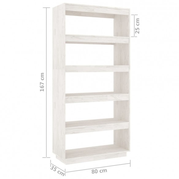 Bibliothèque/Séparateur de pièce Blanc 80x35x167 cm Pin massif