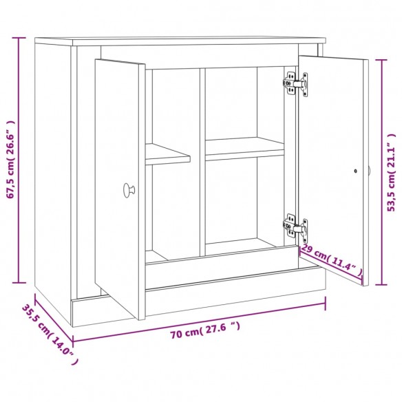 Buffet blanc brillant 70x35,5x67,5 cm bois d'ingénierie