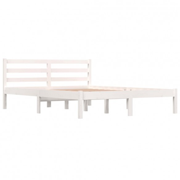 Cadre de lit Bois de pin massif 120x190 cm Blanc petit double