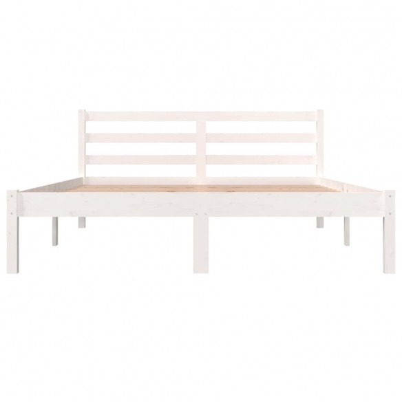 Cadre de lit Bois de pin massif 120x190 cm Blanc petit double