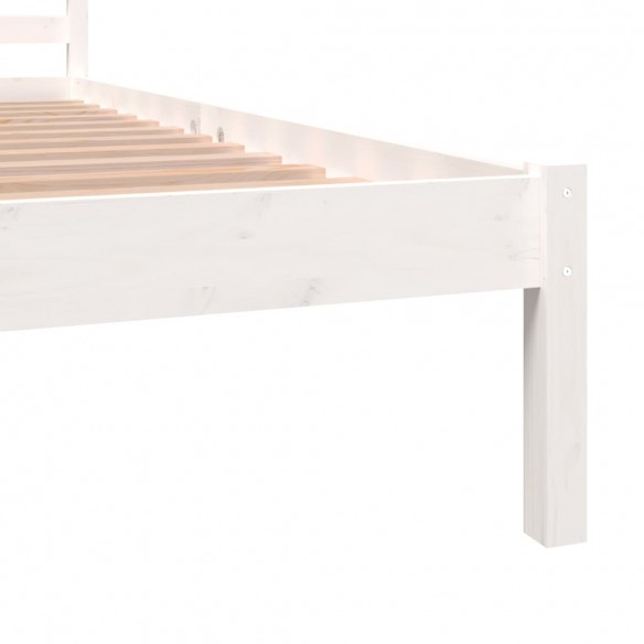 Cadre de lit Bois de pin massif 120x190 cm Blanc petit double