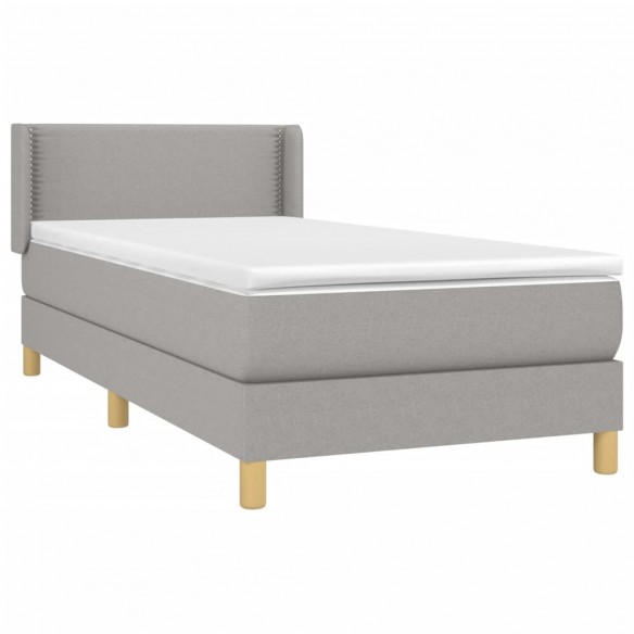 Cadre de lit et matelas Gris clair 90x190 cm Tissu