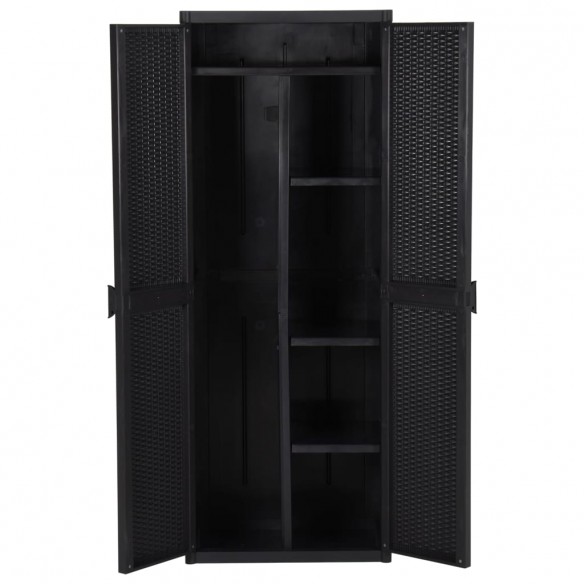 Armoire de rangement de jardin Noir 65x45x172 cm PP Rotin