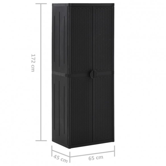 Armoire de rangement de jardin Noir 65x45x172 cm PP Rotin