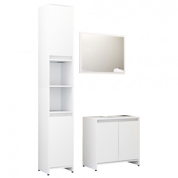 Ensemble de meubles de salle de bain 3 pcs Blanc Aggloméré