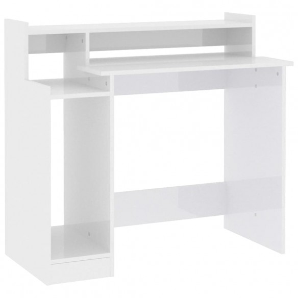 Bureau lumières LED Blanc brillant 97x45x90cm Bois d'ingénierie