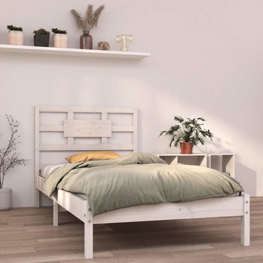 Cadre de lit Blanc Bois massif 100x200 cm