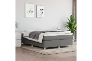 cadre de lit avec matelas Gris foncé 140x200cm Tissu