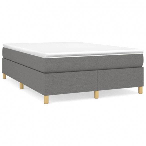 Cadre de lit avec matelas Gris foncé 140x200cm Tissu