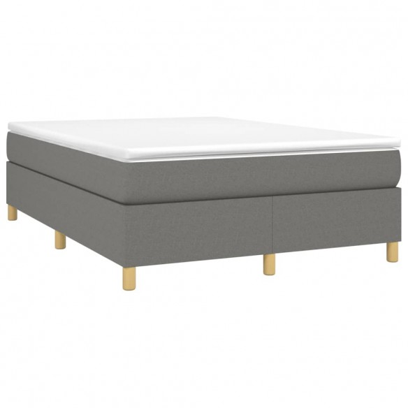 Cadre de lit avec matelas Gris foncé 140x200cm Tissu