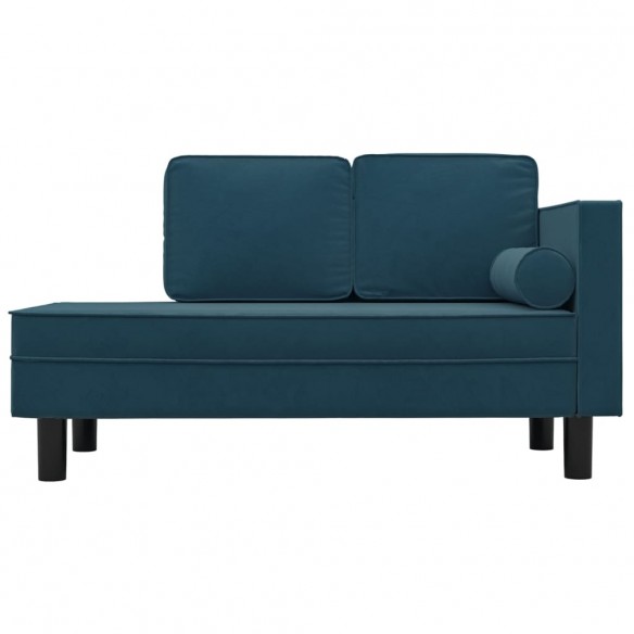 Chaise longue avec coussins et traversin bleu velours