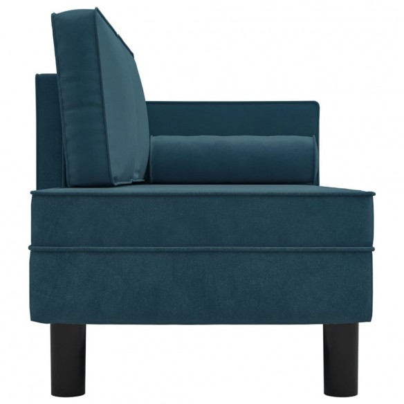 Chaise longue avec coussins et traversin bleu velours