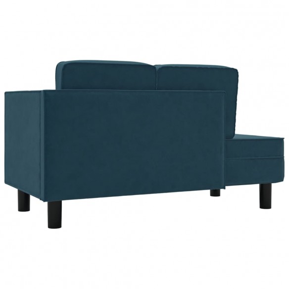 Chaise longue avec coussins et traversin bleu velours