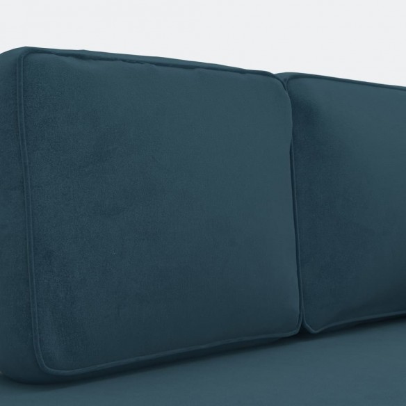 Chaise longue avec coussins et traversin bleu velours