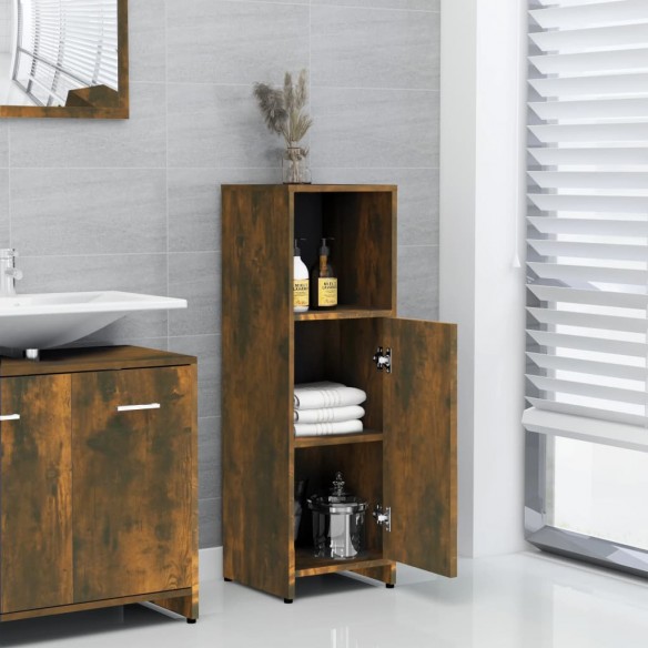 Armoire de bain Chêne fumé 30x30x95 cm Bois d'ingénierie