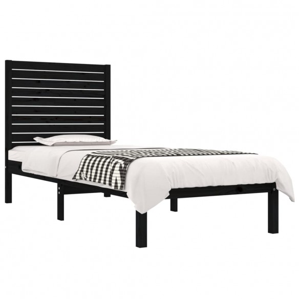 Cadre de lit Noir Bois massif 90x190 cm Simple