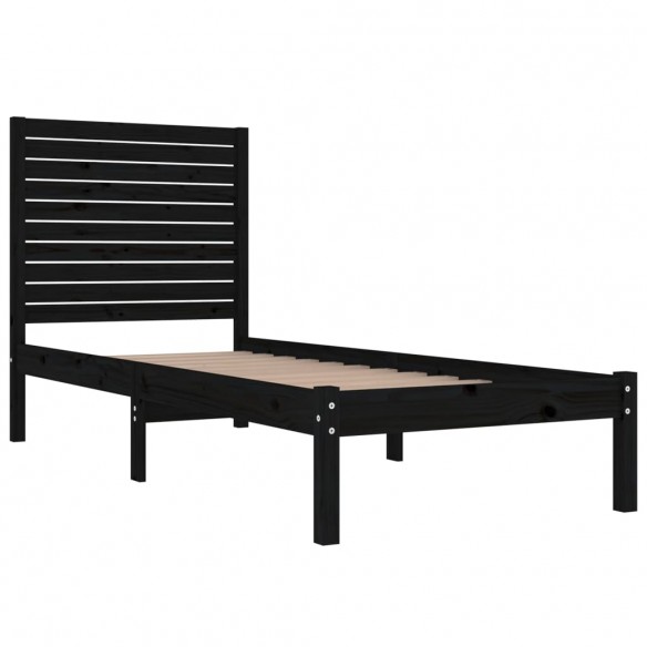 Cadre de lit Noir Bois massif 90x190 cm Simple