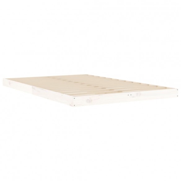 Cadre de lit blanc 120x190 cm petit double bois massif de pin