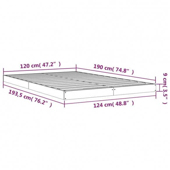 Cadre de lit blanc 120x190 cm petit double bois massif de pin