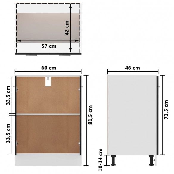 Armoire de plancher Noir 60x46x81,5 cm Aggloméré