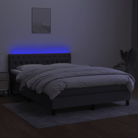 Cadre de lit et matelas et LED Gris foncé 140x200 cm