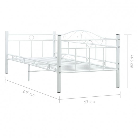 Cadre de lit de repos Blanc Métal 90 x 200 cm