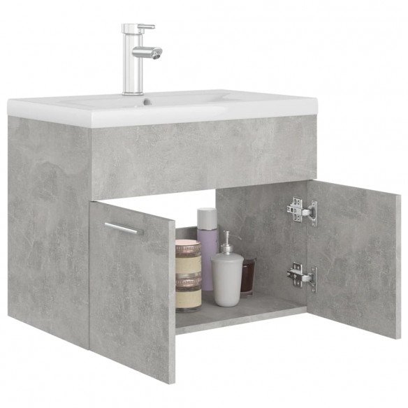 Armoire d'évier avec lavabo intégré Gris béton Aggloméré