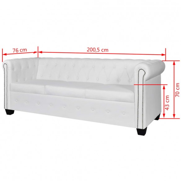 Canapé Chesterfield à 2 places et à 3 places blanc