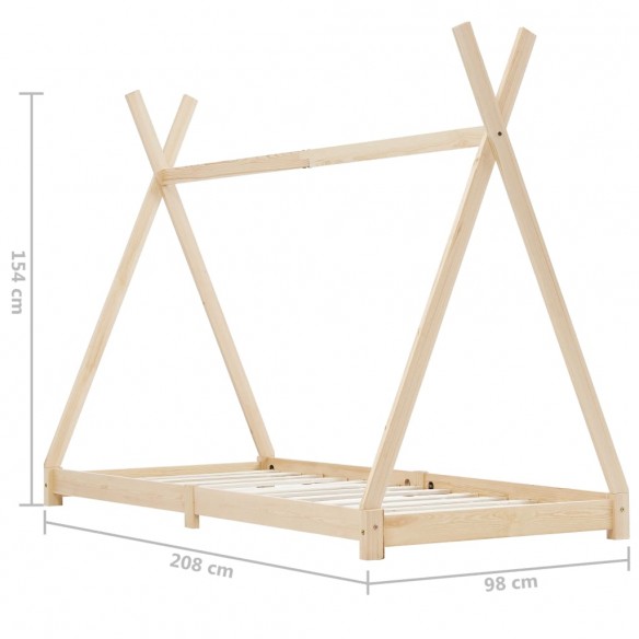 Cadre de lit d'enfant Bois de pin massif 90 x 200 cm