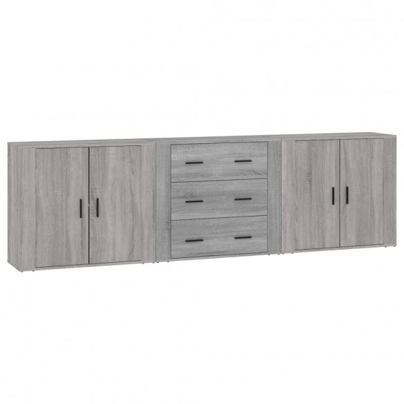 Buffets 3 pcs Sonoma gris Bois d'ingénierie