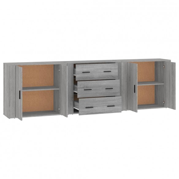 Buffets 3 pcs Sonoma gris Bois d'ingénierie