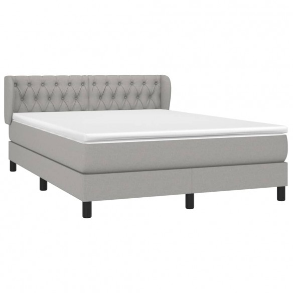 Cadre de lit avec matelas Gris clair 140x190cm Tissu