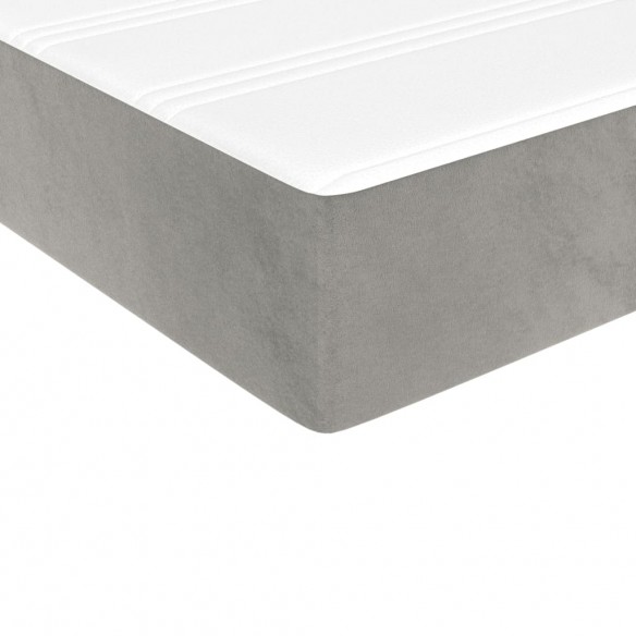 Cadre de lit et matelas Gris clair 100x200cm Velours