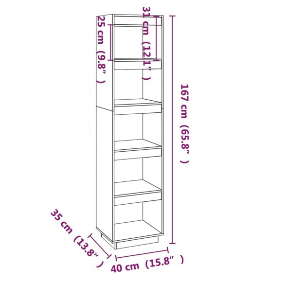 Bibliothèque/Cloison Marron miel 40x35x167 cm Pin solide