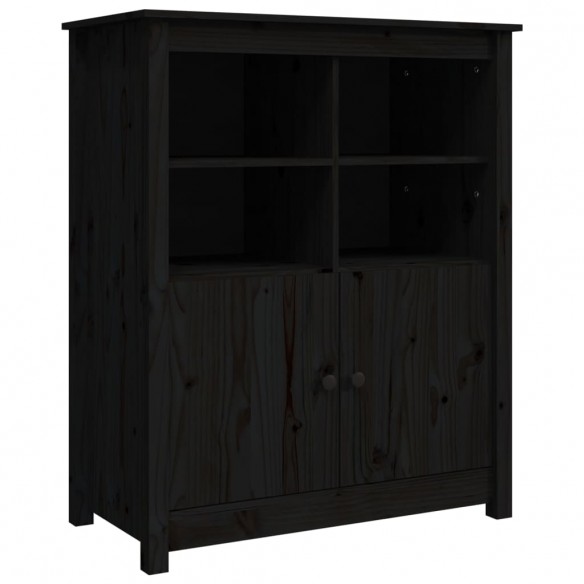 Buffet Noir 83x41,5x100 cm Bois massif de pin