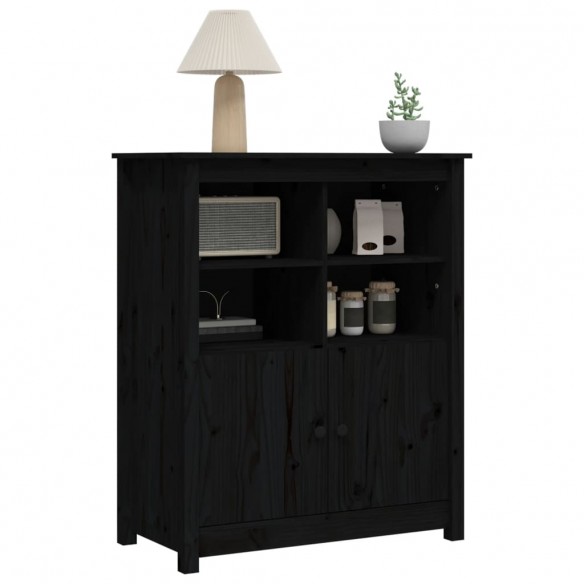 Buffet Noir 83x41,5x100 cm Bois massif de pin