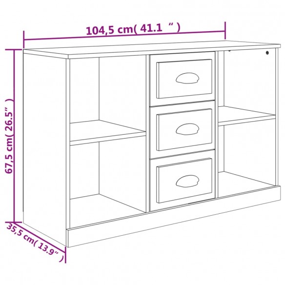 Buffet chêne fumé 104,5x35,5x67,5 cm bois d'ingénierie