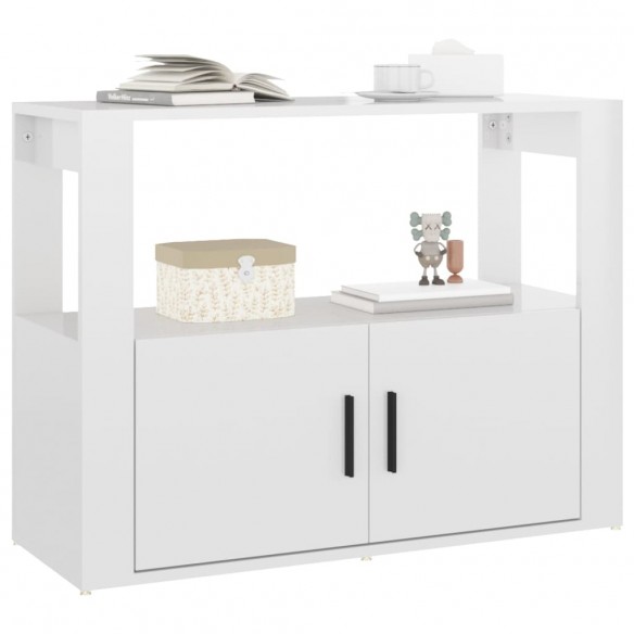 Buffet Blanc brillant 80x30x60 cm Bois d'ingénierie